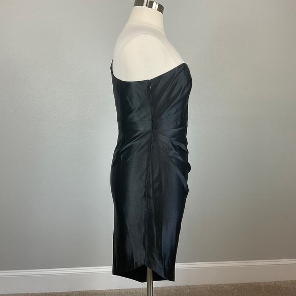 Aidan Mattox Satin One Shoulder Mini Sheath Cocktail Dress Black Size 12 - Picture 3 of 12